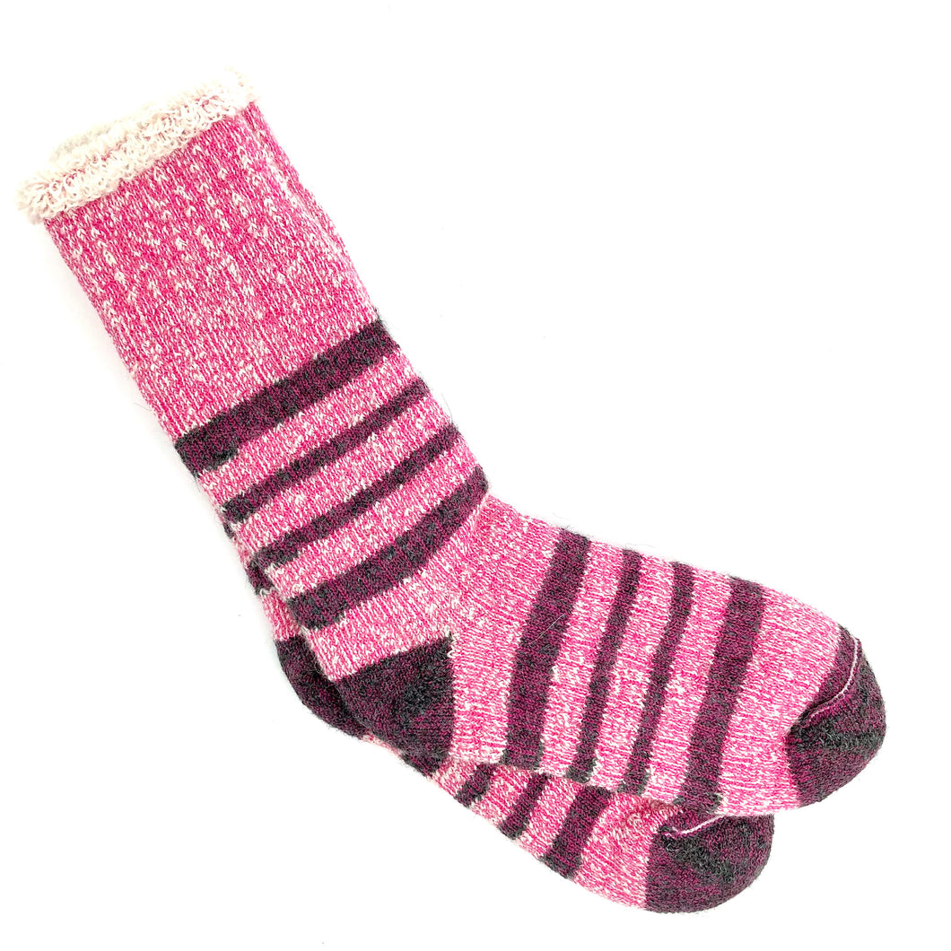 Pink striped thermal socks